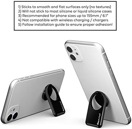 phonetag Magnetic Phone Stand & Ring Grip – Innovative 3-in-1 Design for Ultimate Portrait and Landscape Viewing, Enhanced One-Handed Control & Security, Compatible with Most Smartphones, Sleek Silver Finish