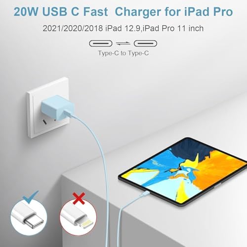 20 W USB-C Fast Charging Block Set for i Phone 16 & 15 Series – 3-Pack with 6 ft Durable Cables for Rapid Power Delivery – Perfect for i Phone, Air Pods, and i Pad – Compact, Versatile Charging Solution for On-the-Go Users