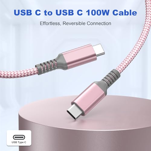 Basesailor 10 ft USB C to USB C Power Delivery Charging Cable – 100 W Fast Charger for i Phone 16/15 Pro Max, Mac Book, i Pad Air 4/5, Mini 6, and Samsung Galaxy S22/S23/S24/S25 – Durable 2 Pack for Enhanced Speed and Efficiency
