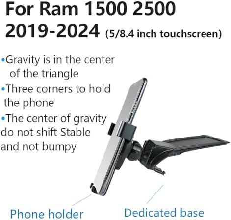 Dodge Ram 1500 & 2500 Premium Car Phone Holder (2019-2025) – Secure Touchscreen Mount for 5 & 8.4 Inch Displays – Enhance Driving Safety with Adjustable Viewing Angles – Durable Mobile Cradle for Effortless Navigation and Hands-Free Use