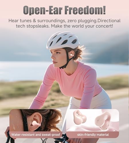 King Lucky i21 Purple Bluetooth 5.3 Open Ear Clip-On Earbuds – Advanced Noise Cancellation & IPX4 Waterproof Design for Small Ears and Glasses Wearers – Perfect for Active Lifestyles & Hands-Free Calls