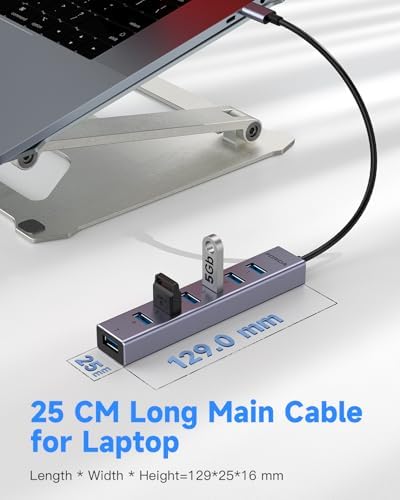 Elevate Your Connectivity Game with the FORIDA 8-Port USB 3.0 Hub – Ultimate USB Splitter Featuring 7 High-Speed Data Ports, USB-C Power Delivery, and a 47-Inch Versatile Cable for Laptops and PCs – Perfect for Seamless Device Integration and Enhanced Productivity