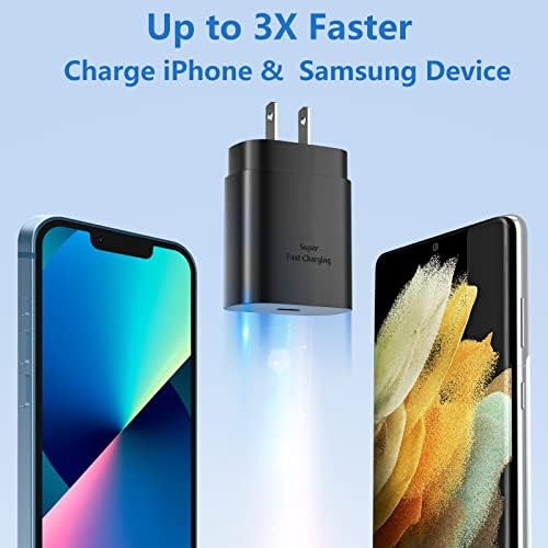 Ultra-Fast 25 W Type C Wall Charger Pack for Samsung Galaxy S25, S24+, S23, S22, S21 Ultra & More – 3-Pack USB C Power Adapter with Enhanced Compatibility for Galaxy A Series, Note 20, and Watch 5 – Speed Meets Safety and Portability