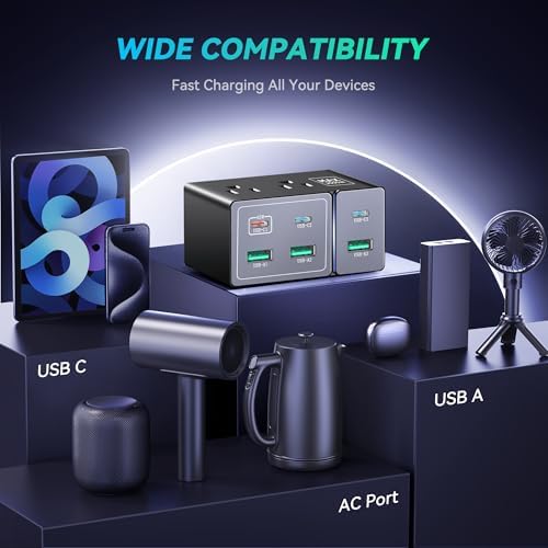 Revolutionary 8-Port Ga N USB C Charging Station – 160 W Power Hub for Rapid Multi-Device Charging | Delivers Up to 65 W for Mac Book Pro, i Phone 16, Galaxy S24 | Ultra-Compact & Travel-Friendly Design | Superior Compatibility & Energy Efficiency for Modern Electronics
