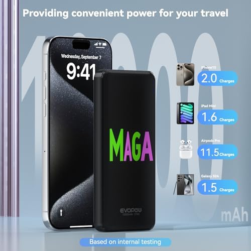 Ultra-Slim 10,000 m Ah Dual-Pack Portable Charger – 15 W Fast Charging Power Bank with USB-C Compatibility for i Phone, Samsung, Pixel & More – Effortless Mobility & Reliable Power Solutions