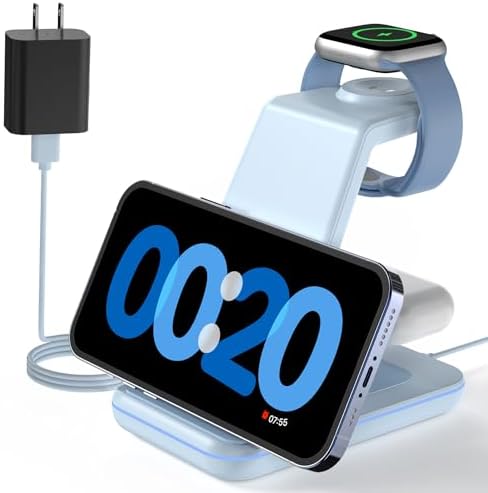 Magnetic Wireless Charging Station for i Phone 15/14/13/12 Pro Max & Apple Devices – Joy Geek 3-in-1 Fast Charger Pad for i Phone, Apple Watch Ultra 9-2, and Air Pods – Compact Design with Enhanced Compatibility and Secure Magnetic Alignment