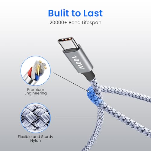 Elevate Your Charging Experience with the etguuds 100 W USB C Cable – 8 ft, 2-Pack Fast Charging Type C Charger Cord for Seamless Power Delivery to Mac Book, i Pad, i Phone 16/15 Pro Max, Samsung Galaxy S24/S23, and Google Pixel – Ultimate Compatibility and Durability for On-the-Go Efficiency