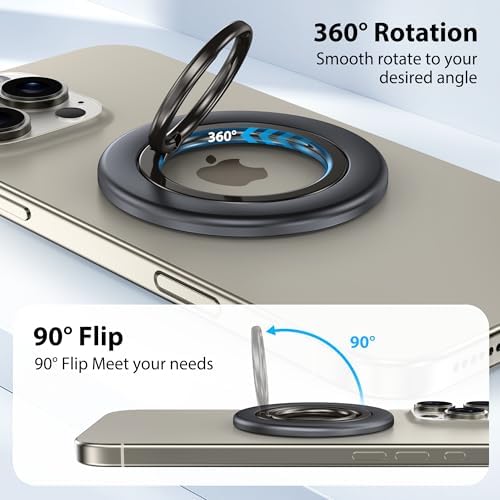 Crea Dream Magnetic Phone Ring Holder Set for Mag Safe – 360° Rotating Grip Stand with Dual-Sided Kickstand for i Phone 16, 15, 14, 13 Series – Enhanced Stability & Versatile Viewing Experience