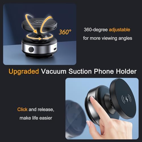 15 W Wireless Charger Suction Phone Holder – Versatile Magnetic Vacuum Mount for All Smartphones – Perfect for Car, Gym, Mirror, and Shower Use – Fast Charging with Enhanced Stability for On-the-Go Convenience