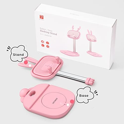 OATSBASF Cute Bunny Tablet Stand for Desk, Adjustable Height Stand Holder Dock Compatible with iPad, Pro 9.7, 10.5, 12.9 Air Mini, Kindle, Nexus, Tab, E-Reader (4-13″) (Pink Plus) – Enhanced Compatibility and Speed