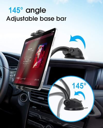 Universal Adjustable Dashboard Tablet Holder for Car – Secure Suction Mount for 4-13″ Devices, Including i Pad Pro, Galaxy Tabs & More – Enhanced Stability for Safe Driving and Entertainment on the Go