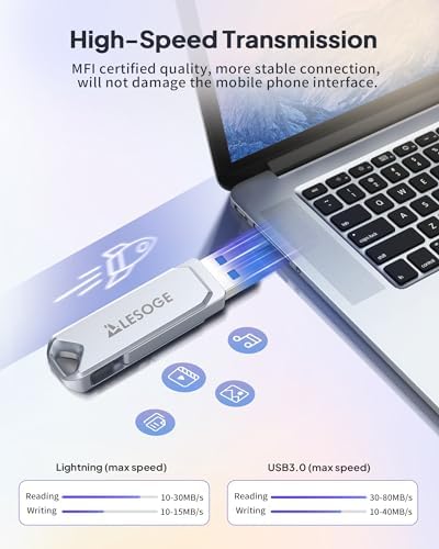 MFi Certified 128 GB High-Speed USB Flash Drive – Versatile Photo Stick for i Phone, i Pad, Android & PC – Seamless Dual Interface, Compact Design for Effortless Data Transfer and Storage Solutions