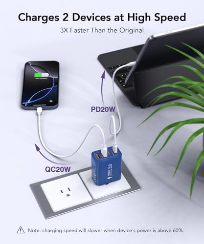 40 W USB C Multi-Device Fast Charger – 4-Port Power Adapter for i Phone & Samsung – Sleek Black Compact Travel Charger with Dual PD & QC Technology for Efficient Home and On-the-Go Charging Solutions – Perfect for Busy Professionals and Families