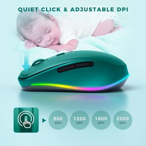 PEIOUS Rechargeable Wireless Mouse with LED – Innovative Jiggler Technology to Keep Your Computer Awake – Sleek Black Design for Optimal Comfort and Productivity