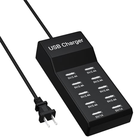 Ultimate 10-Port USB Charging Hub – 50 W Fast Multi-Device Charger Station Compatible with i Phone, Galaxy, i Pad, and More – Smart Power Distribution for Home & Office Use – Sleek, Compact Design for Travel Convenience