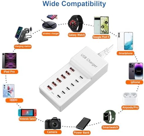 50 W High-Speed USB Charging Station with 12 Type-C Ports – Ultimate Multi-Device Power Hub for i Phone 13/14/15/16, Tablets, Smartwatches, and More – Fast, Efficient, and Safe Charging Solution for Home, Office, and Travel