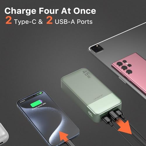 High-Capacity 20000 m Ah Portable Power Bank with 45 W Fast Charging – PD3.0 & QC4.0 Compatible Charger for i Phone 15, Galaxy, Mac Book, and More – Stylish Blue Design with LED Battery Indicator for Ultimate Convenience and Versatility