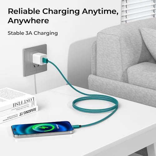 Premium Car Play Charging Cable Set for i Phone 16/15 Pro Max – 3-Pack (3.3 FT, 6.6 FT, 10 FT) USB A to USB C – Fast Data Transfer & Durable Design for i Pad Pro, Air Pods, Galaxy S24/S23/S22 & More – Enhanced Compatibility for Effortless Connectivity and Navigation
