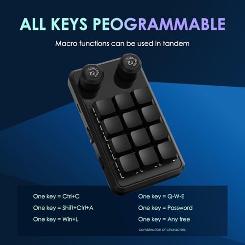 Revolutionize Your Gameplay with the Compact RGB Macro Pad – 12-Key Programmable Mechanical Keyboard for One-Handed Precision, Wireless Convenience, and Versatile Compatibility – Elevate Efficiency in Gaming, Coding, and Creative Tasks with Custom Shortcuts and Ergonomic Design!