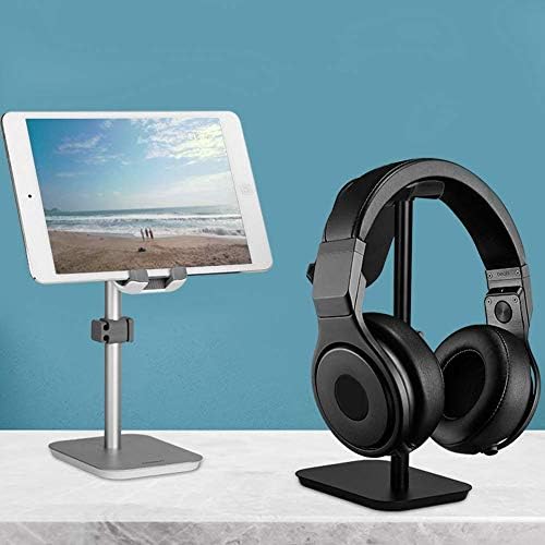 Premium Aluminum Alloy Headphone & Kindle Holder – Ergonomic Desktop Organizer for Headphones and e Readers Up to 11 Inches – Stylish Silver Finish with Secure Non-Slip Base for Optimal Stability and Clutter-Free Workspaces