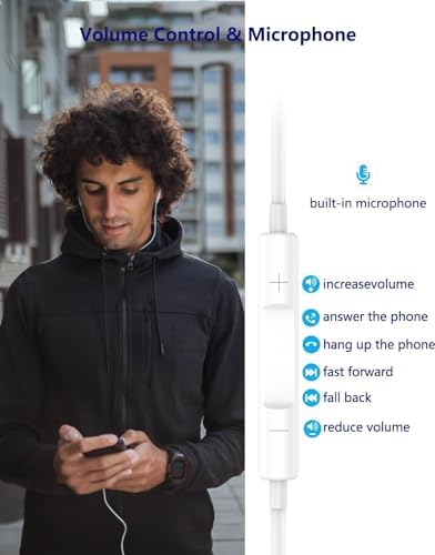 Transform Your Audio Journey with CYBERDRIVE i Phone Wired Earbuds – Dual Pack with Integrated Mic & Volume Control for Pristine Sound – Seamlessly Compatible with All i Phone Models Including 14/13/12/SE/11/XR/XS/X/7/7 Plus/8/8 Plus – Effortless Plug-and-Play Setup for Music and Calls – Ergonomically Designed for Ultimate Comfort & Durability – Tangle-Free and Ideal for Active Lifestyles