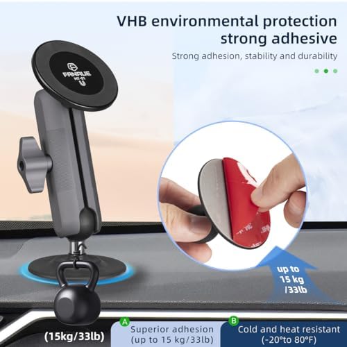 FANAUE SC-03 T9 Magnetic Car Mount for RAM B Size Ball Head – Ultimate Smartphone Dashboard & Windshield Holder for 4.7-7.5 Inch Devices – Unmatched Stability, 360-Degree Flexibility, and Instant Access for Enhanced Driving Safety