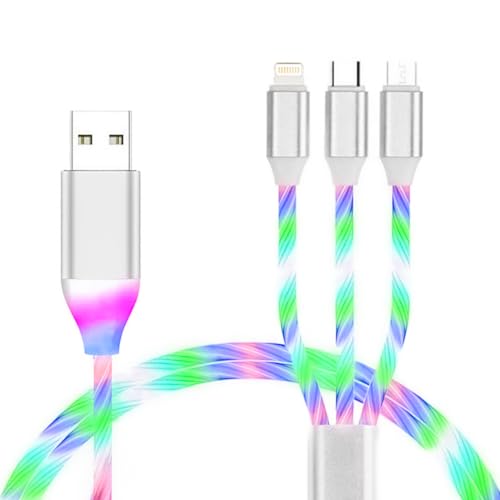 Transform Your Charging Routine with the 6-Foot 3-in-1 LED Charging Cable – Fast Charge & Data Transfer for Micro USB, Lightning, and USB-C Devices – Eye-Catching Glowing Design, Durable Construction Perfect for Home, Office, and Travel Use