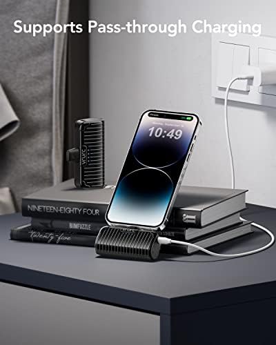 VRURC Mini Portable Charger Duo – Compact 3500 m Ah Power Bank Set with Built-in Cable for i Phone 14/13/12/11/X/8/7/Pro/Max & Air Pods Pro – Lightweight, Sleek Black Design for Effortless On-the-Go Charging & Enhanced Compatibility