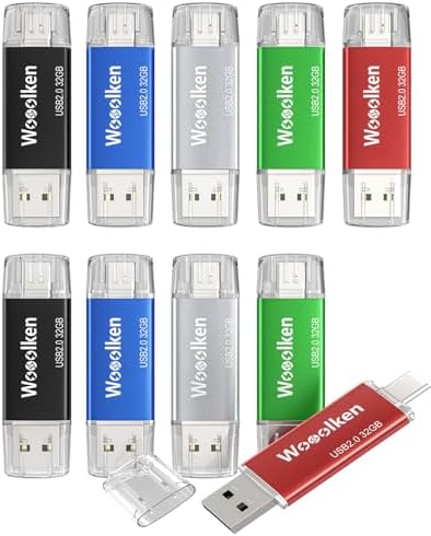 Wooolken 32 GB USB C Flash Drive 2 Pack – Versatile Dual USB 3.0 OTG Memory Stick for i Phone 16/15, Android Devices & Computers – High-Speed Data Transfer, Compact & Durable for On-the-Go Storage Solutions