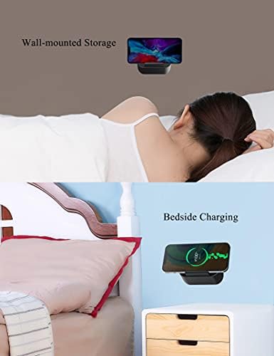 Phone Wall Mount for Magsafe Charger Bedside Phone Holder Compatible with Magsafe Accessories Fit for iPhone 12/12 Pro/ 13 Pro Max(Charger Not Included) (Black) – Enhanced Compatibility and Speed