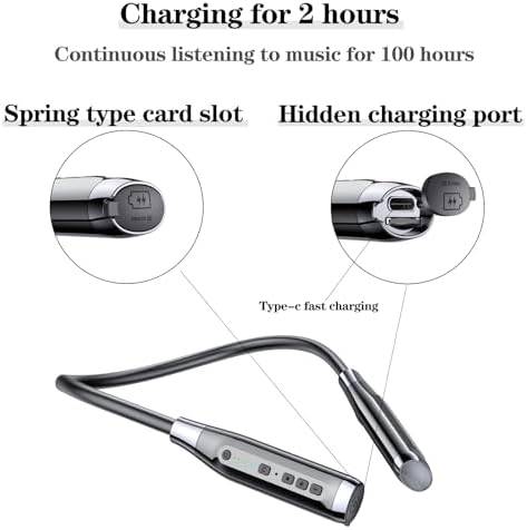 Revolutionary Bluetooth 5.0 Neck Earbuds with 100-Hour Playback – IPX5 Waterproof Sports Headphones for Active Lifestyles, Magnetic Design, Built-in Microphone & TF Card Slot for Ultimate Convenience – Perfect for Gym, Running, and Outdoor Activities (Model A12)