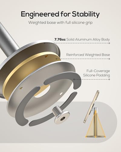 Nulaxy Premium Magnetic Aluminum Phone Stand with Dual Metal Rings – 360-Degree Rotating Adjustable Holder for Desk and Office – Universal Compatibility with Mag Safe Cases – Sleek Gray Design for Enhanced Productivity and Convenience