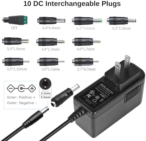 12 V 2 A Ultra-Reliable Power Supply Adapter Set (5-Pack) – Premium UL-Listed Charger for LED Lighting & CCTV Systems, Efficient 120 V AC to 12 V DC Transformer with 5.5 x 2.1 mm US Plug, Enhanced Safety & Versatile Applications