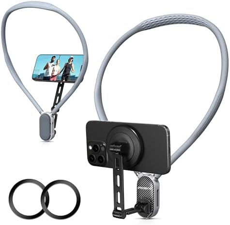 Revolutionary Magnetic Neck Phone Holder for Seamless Hands-Free Vlogging and Recording – Adjustable 650 mm Mount Compatible with i Phone, Android & Go Pro – Perfect for Cooking, Cycling, and Outdoor Adventures – Essential Content Creator Accessory for Dynamic POV Filming