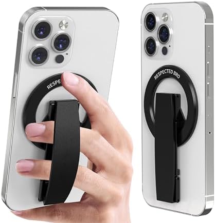 Revolutionary Dual-Function Magnetic Phone Grip & Kickstand – Ultimate 2-in-1 Holder with Adjustable Silicone Finger Strap for i Phones, Androids & More (Vibrant Orange) – Exceptional Stability, Ergonomic Comfort & Versatile Viewing Angles