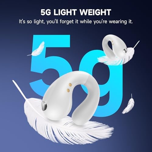 Advanced Bluetooth 5.3 Open Ear Bone Conduction Earbuds – Ultra-Lightweight Sport Headphones with 36-Hour Playtime, IPX7 Waterproof Rating, and Secure Clip-On Design for Optimal Comfort and Awareness During Workouts – Effortless Wireless Connectivity and Exceptional Sound Quality for Active Individuals