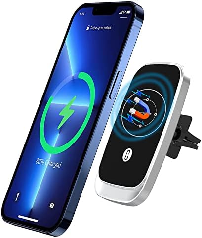Powerlot 15 W Fast Wireless Car Charger Mount – Magnetic Phone Holder with Strong Suction & 360° Rotation for i Phone 15 Series – Ultimate Accessibility & Rapid Charging for On-the-Go Navigation and Enhanced Compatibility with Mag Safe Cases