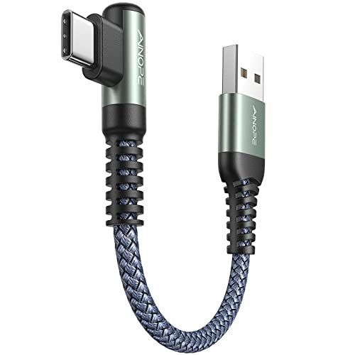 AINOPE Right Angle USB C Cable – 2-Pack (10 ft + 10 ft) Fast Charging 3.1 A Nylon Braided Charger for Enhanced Device Compatibility, Ideal for Gaming and Multitasking, Durable Black Design