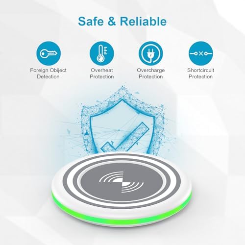 HOOTEK 15 W Fast Wireless Charger Pad – Universal Compatibility for Moto Edge, Samsung Galaxy S Series, and i Phone 16/15 Pro Max – Enhanced Safety Features, Non-Slip Design, and Multi-Protection Charging Station for Speedy Device Power-Up – Ideal for Qi-Enabled Phones and Earbuds