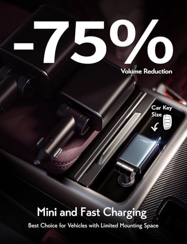 LISEN 57 W USB-C Retractable Car Charger – Ultra-Compact Fast Charging Solution for i Phone 16/15 Pro Max & Samsung Galaxy S25/24 – 75% Space-Saving Design with Enhanced Compatibility for All Android Devices – Tangle-Free Convenience for On-the-Go Power
