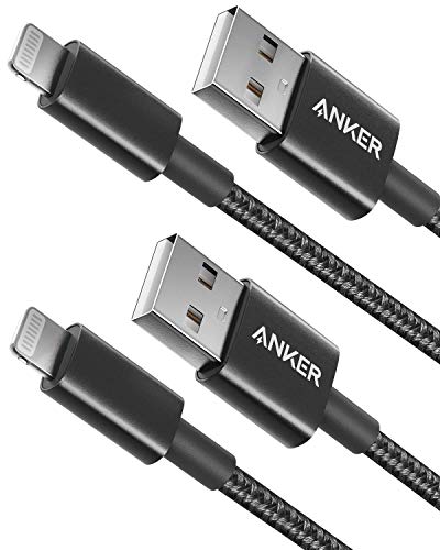 Anker 6 ft Durable Double-Braided Nylon Lightning Cable – Apple MFi Certified for Fast Charging and Data Transfer with i Phone and i Pad Compatibility – Premium Quality Accessory for Reliable Performance (Black)