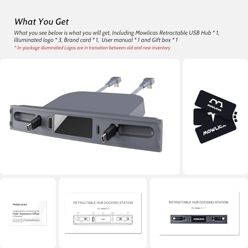 Revolutionize Your Tesla with the Dual USB C Charging Hub for Model 3/Y (2024-2021) – 27 W Fast Charger for i Phone 15 and USB C Devices, Retractable Design for Effortless Storage, Sleek Silver Gray Finish, Essential Accessory for Modern Tesla Owners