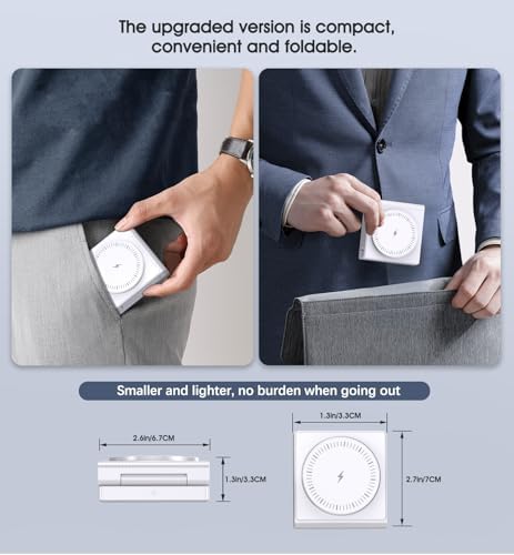 Ultimate 3 in 1 Wireless Charging Station for Apple Devices – Portable Foldable Magnetic Charger Dock with 18 W Fast Charging Pad for i Phone 16/15/14/13/12 Pro/Pro Max/Plus, Apple Watch & All Air Pods – Enhanced Compatibility and Travel-Ready Design