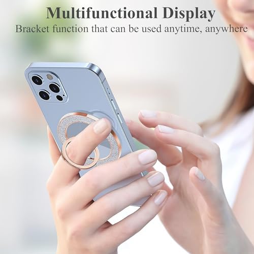 LIZIMANDU Mag Safe Magnetic Phone Holder – Rose Gold Finger Ring Stand for i Phone 15 Pro Max/Plus and Compatible Smartphones – Stylish Grip with 360-Degree Rotation, Effortless Installation, Wireless Charging Ready, Durable Accessory for Everyday Functionality and Fashion