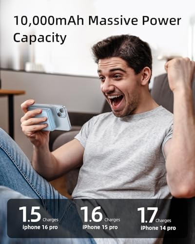 Transparent Magnetic Power Bank 10,000 m Ah – 20 W Fast Charger with Enhanced Grip for i Phone 12-16 Series – Dual USB-C Ports for Multi-Device Charging – Sleek, Travel-Friendly Design for All-Day Power – Reliable Safety Features & Aesthetic Appeal for Modern Users