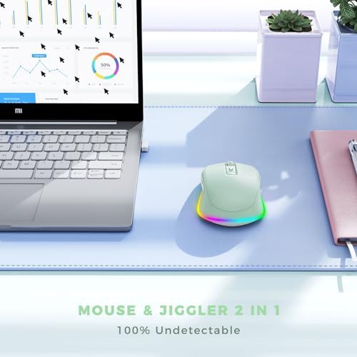 PEIOUS Rechargeable Wireless Mouse with LED – Innovative Jiggler Technology to Keep Your Computer Awake – Sleek Black Design for Optimal Comfort and Productivity
