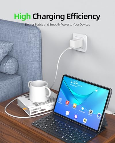 High-Speed 20 W Type-C AC Adapter for Samsung Galaxy Tab A9+ – 6 FT Power Cord with Enhanced Safety Features and Universal Compatibility – 30-Day No-Hassle Replacement Guarantee