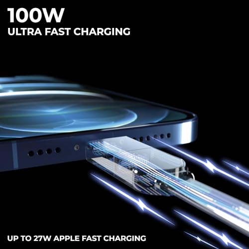 In Charge XL 200 cm 6-in-1 Universal Charger Cable – 100 W Fast Charging USB C & Lightning Adapter for Smartphones, Tablets & More, Durable Yellow Design for Maximum Flexibility and Compatibility