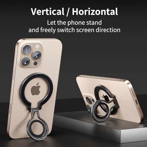 Mag Safe Universal Phone Grip & Kickstand for i Phone 12-16 Pro Max – Versatile Double-Sided Magnetic Holder for Secure Handling & Hands-Free Viewing in Gym, Kitchen & Beyond – Sleek Black Silicone Design for Stylish Convenience and Optimal Performance