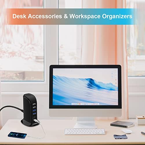 Elevate Your Charging Game with Upoy’s Ultimate USB Power Hub: Multi-Device Charging Station with 5 ft Extension Cord for i Phones, Tablets, and Earbuds – Fast, Efficient Power Adapter for Home and Office Use with Advanced Safety Features